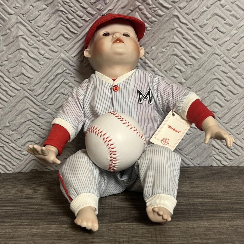 Ashton Drake Yolanda Bello Michael Baseball Porcelain Doll Picture Perfect Baby